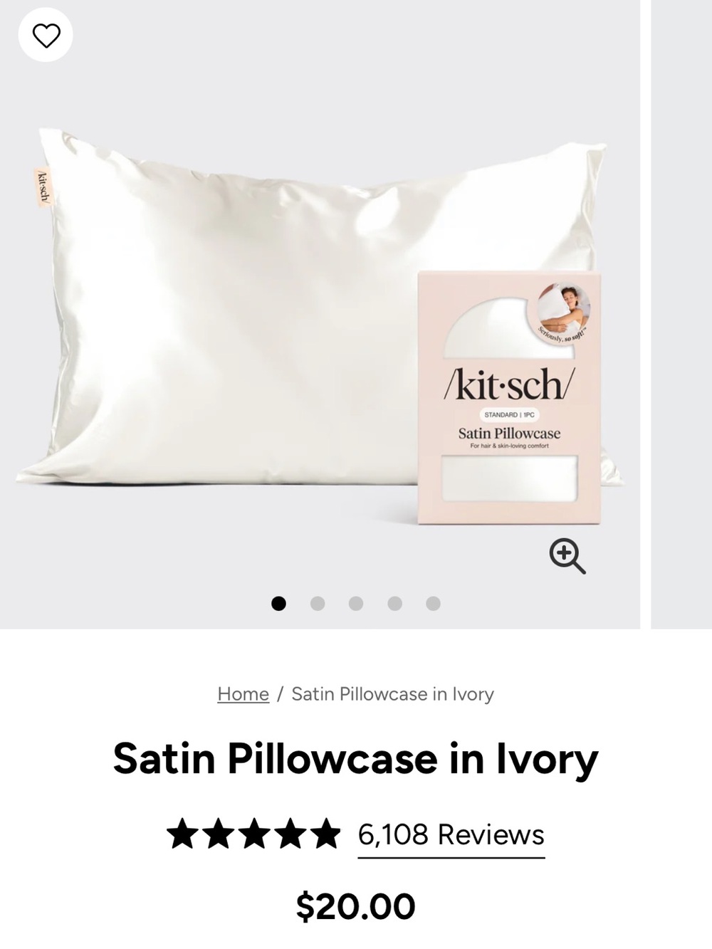 Kitsch Satin Pillowcase in Ivory